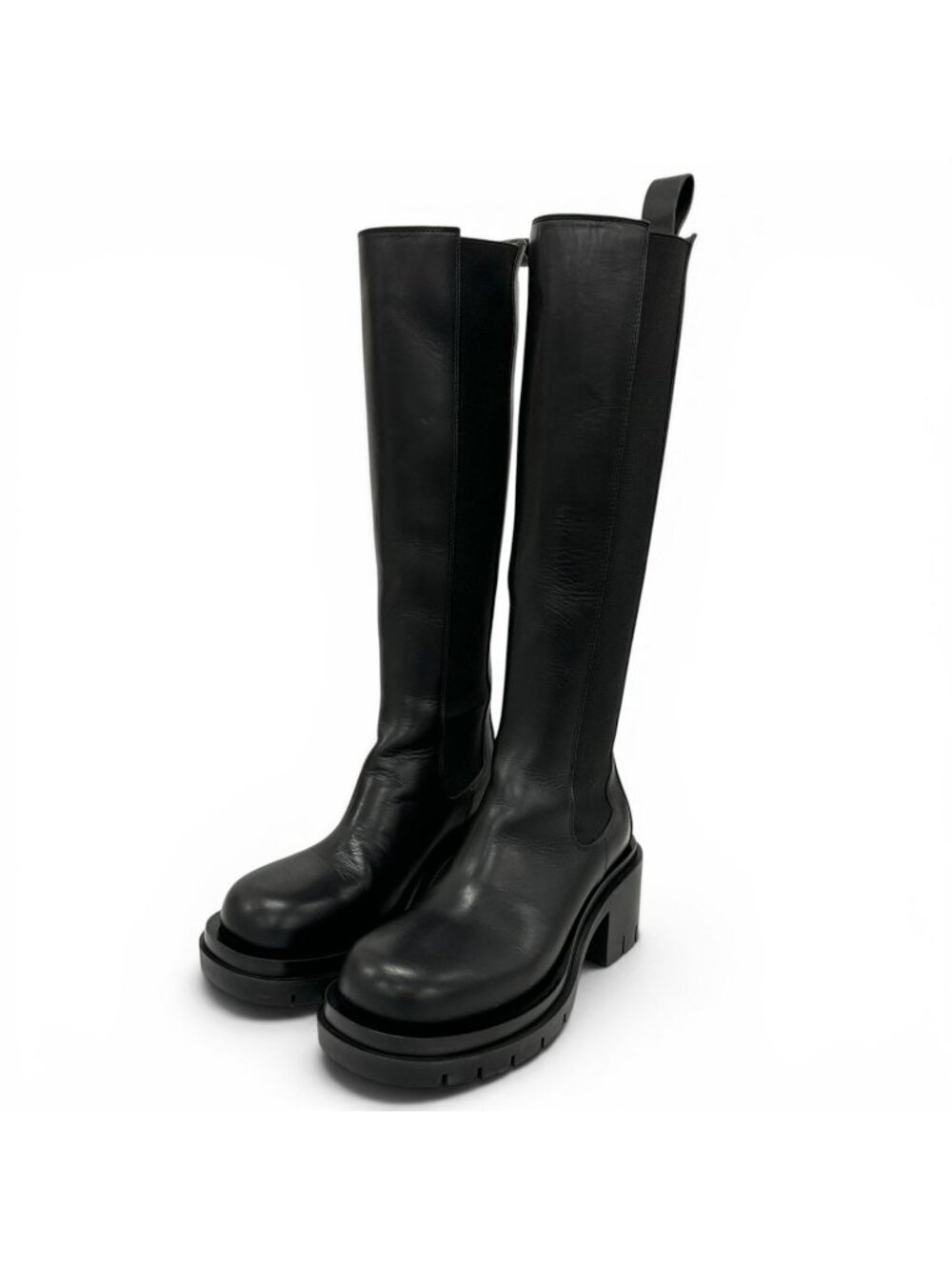 Bottega Veneta Side Gore Boots Lug Leather Long Black